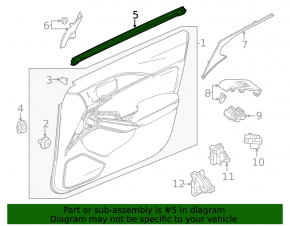Inner front right glass seal for Honda Civic XI FE/FL 22-26
