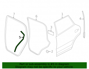 Door seal side rear left VW Touareg 11-17 rear, broken