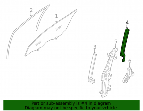Front left door glass guide Nissan Rogue 14-20 rear
