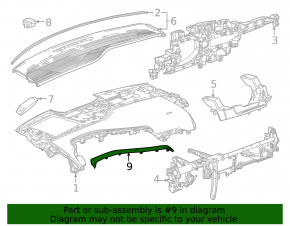 Front panel trim driver's left Chevrolet Equinox EV 24-26 black