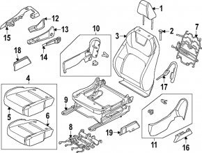 Upper passenger seat trim for Nissan Ariya 23-25, black leatherette with mechanical lock
