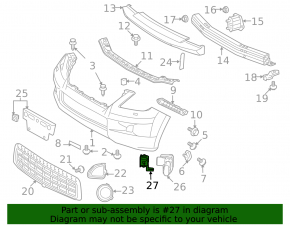 Parking sensor ring for the front bumper of a Lexus LX570 08-13 pre-restyling, silver