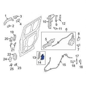 Door handle inner rear right Ford Transit Connect MK2 13-