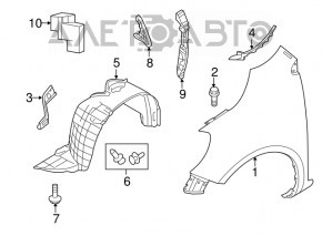 Front left wing Nissan Versa 12-19 usa