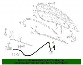 Chevrolet Volt 11-15 Hood Release Cable Without Handle