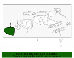 Right mirror element for Chevrolet Volt 11-15