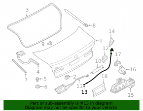 Trunk lid lock cable BMW 5 G30 17-23