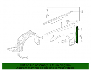 Right wing door seal for Lexus GS300 GS350 GS430 GS450h 06-11
