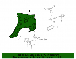 Quarter wing rear left Lexus IS250 IS300 IS350 06-14 black