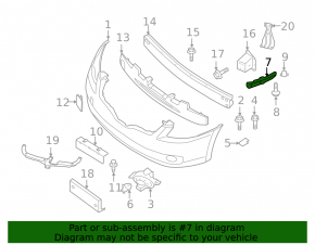 Front bumper mount, left fender, Nissan Altima 2012 sedan