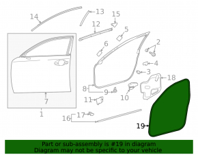 Front left door seal for Lexus IS 14-24
