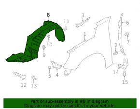 Front left fender liner Nissan Altima 19-22