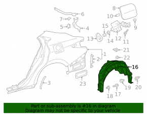 Rear right fender liner for Lexus ES 19-26