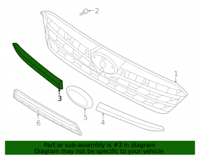 Right radiator grille molding Subaru Impreza 20-23 GK chrome
