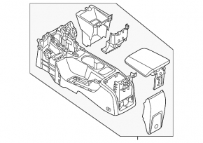 Ford Focus mk3 11-14 gray center console with armrest and cup holders