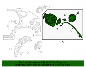 Mazda CX-50 23-25 fuel filler flap housing with lock, torn seal