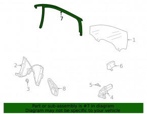 Upper front right door molding for VW Jetta 19-24 with glass seal