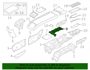 Upper center console trim for Volvo XC90 25-26 T8, B5, B6, type 2, glossy black