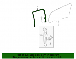 Rear left glass seal Chevrolet Bolt 17 - without guide
