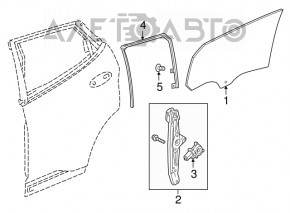 Rear left glass seal Chevrolet Bolt 17 - without guide