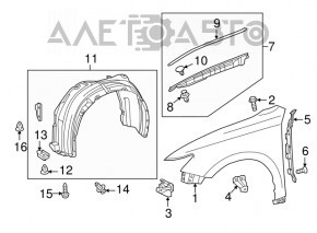 Front right fender liner Lexus ES300h ES350 13-18