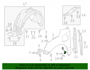 Right wing bracket Honda Clarity 18-21 usa lower, on the wing