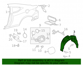 Rear left fender liner Lexus RC200t RC300 15-20