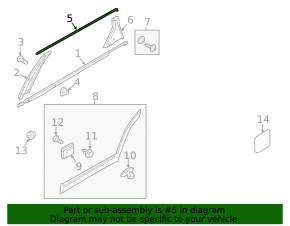 Upper rear left door molding Kia Sorento 16-17 chrome