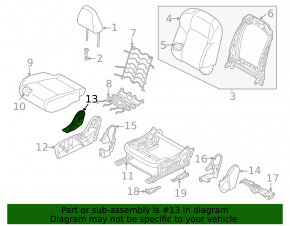 Nissan Rogue 21-26 passenger seat backrest adjustment lever, black, with cap