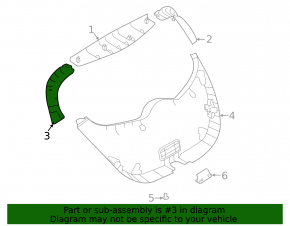 Left tailgate trim for Nissan Leaf 13-17
