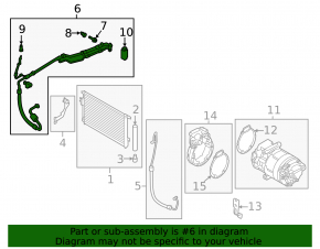 Hyundai Santa Fe 24-26 HEV air conditioner compressor-heater-condenser hose under the rear heater
