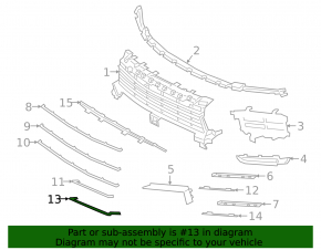 Upper grille molding for front bumper lower left Porsche Cayenne 19-23 light gray, Base