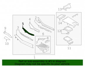 Mazda 6 18-21 black front center console trim, upper left side