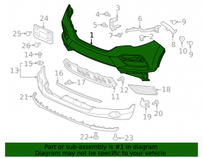 Bare front bumper for Honda Pilot 16-18