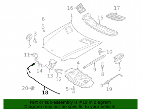 Mercedes W164 ML Front Hood Release Cable