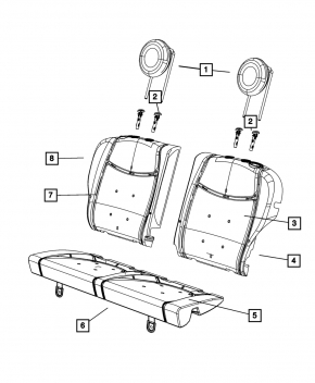 Rear row of seats 2 row Fiat 500 12-19