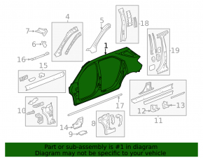 Quarter wing rear left Chevrolet Equinox 10-17