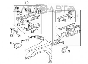 Front left quarter Lexus RX300 RX330 RX350 RX400h 04-09 silver, with central pillar