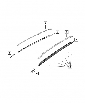 Railing longitudinal right Jeep Compass 17- black with gray insert, Trailhawk