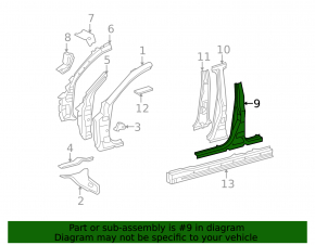 Left center pillar for Lexus IS250 06-14, silver