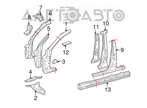 Left center pillar for Lexus IS250 06-14, silver