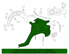 Rear right wing Lexus RX350L RX450hL 18-22 long without BSM