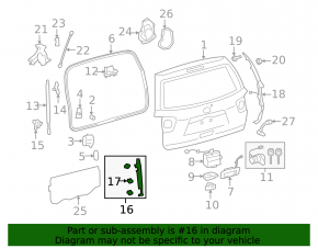Left trunk door trim Toyota Sequoia 08-16 black, on the body