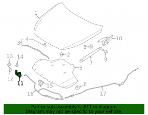 Hood lock right Infiniti Q50 14-20