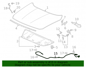 Hood Release Cable with Handle Honda Accord 18-22
