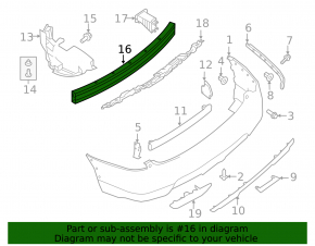 Rear bumper reinforcement assembly with narrow fangs Nissan Rogue 14-20 US type 2