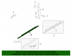 Door-glass molding, central front left, Audi Q5 8R 09-17, chrome