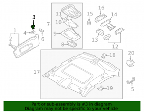 Driver's visor mounting hook Audi A4 B9 17- black