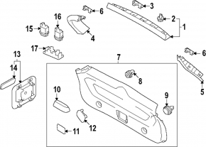 Upper trunk lid trim for Subaru Forester 25-26