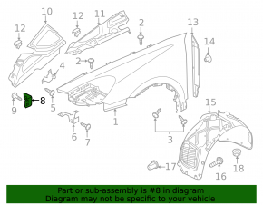 Front right fender bracket Porsche Cayenne 958 11-14 upper